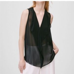 Aritzia Babaton Ainsley Sheer Flowy Silk Blouse Sz S